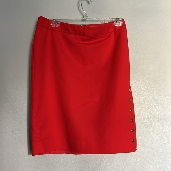 Worthington orange pencil skirt size 6 Petite snap buttons sexy - Picture 4 of 7